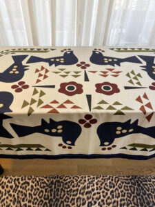 Blue Tablecloth with Birds